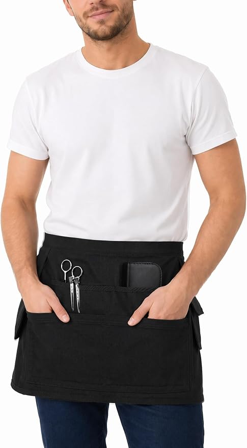 Molaxhome Waist Tool Apron with Multi-Pocket Adjustable Belt for Gardening | Adjustable Long Belt,Waitress Server Aprons,Tool Belt,Hairdressers,Work Apron
