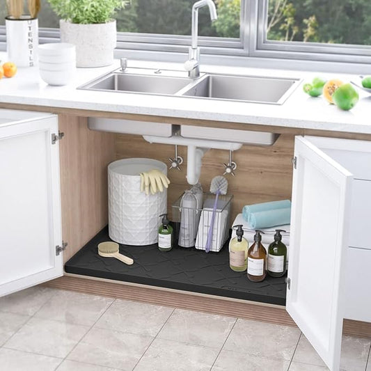 SIKADEER 31" x 19" Under Sink Mat Waterproof, Silicone Mat Kitchen Drawer Shelf and Cabinet Liner, Sink Protector for Kitchen Organizers and Storage, Boot Tray Pet Food Mats