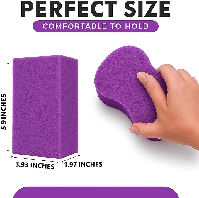 Multi-Purpose Sponges for Cleaning - Purple 4 Pack, Large Sponges for Car Washing, Tile & Grout, All Purpose Cleaning