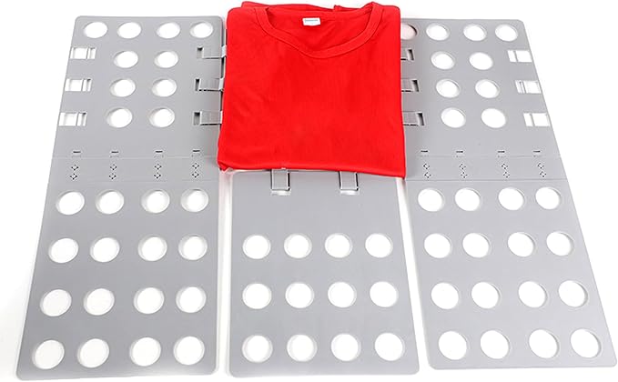 Folding Board for Clothes, Adjustable Shirt Folder Organizer, Gray, Adjustable T-Shirt Folding Board | Blue Plastic Clothing Organizer with Fold Guides | Laundry & Closet Storage Solution (Grey)