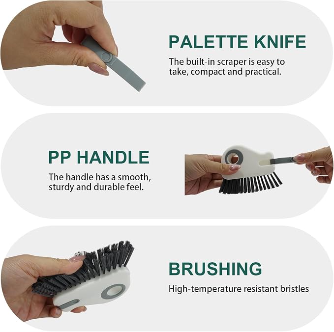 2-in-1 Window Groove Cleaning Brush, Handheld Crevice Cleaner Tool with Dustpan, Sliding Door Track Cleaning Brushes for Keyboard Blind Gap Corner Detail Sweeper Space
