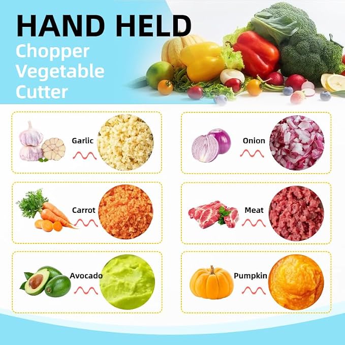 Mini Manual Food Processor Vegetable Chopper,Portable Hand Pull String Onion Chopper for Veggies, Fruits, Garlic, Nuts, Herbs, Ice cube,Cooking Gadgets & Kitchen Essentials,160ml (Blue)