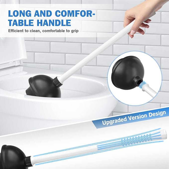 TRENTI Toilet Plunger and Brush with Holder, Bowl Brush and Heavy Duty Toilet Plunger Set for 5.7-inch Toilet Drain, 2-in-1 Bathroom Cleaning Combo with Modern Caddy Stand (White) | Toilet Plunger and Brush with Holder, Bowl Brush and Heavy Duty Toilet...