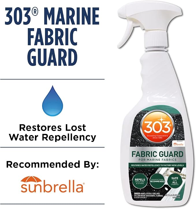 303 Marine Fabric Guard for Boat Covers & Canvas, 32 oz 6-Pack | Restores water and stain resistance on boat covers, canvas, and marine fabrics.