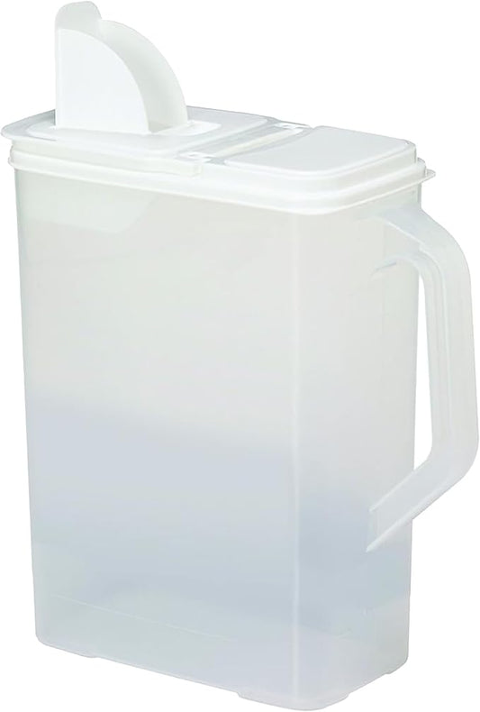 Buddeez Bulk Food Storage Container - 8 Quart All Purpose Clear & Large Pantry and Kitchen Organization and Storage - Cereal, Bird Seeds, Flour, Sugar, Rice Dispenser, EZ Grip Handle (White Lid)