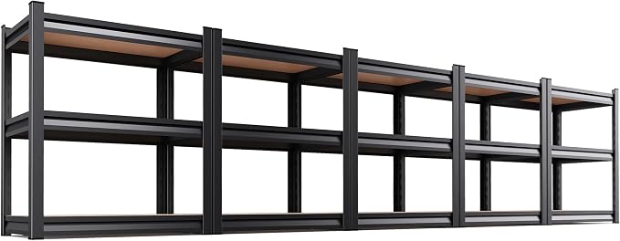 5 Pack Garage Shelving Heavy Duty 3T Storage Shelves, Metal Adjustable Shelving Unit, Utility Garage Organizer Shelf for Basement, Pantry, Kitchen, Warehouse, 33.5" Hx35.4 Wx15.7 D, Black