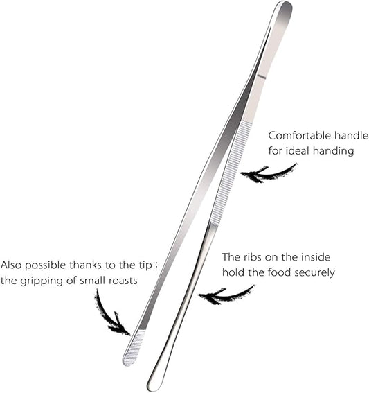 2 Pcs 12-Inch Fine Tweezer Tongs,Extra-Long Stainless Steel Tweezers Tongs
