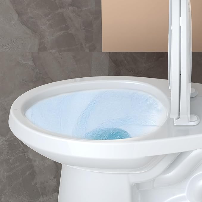 Two-Piece Toilets for Bathrooms, Comfort ADA Height 17.5", Elongated with Under-Locking Lid, Soft Close Seat, Powerful Flush 1.28 GPF