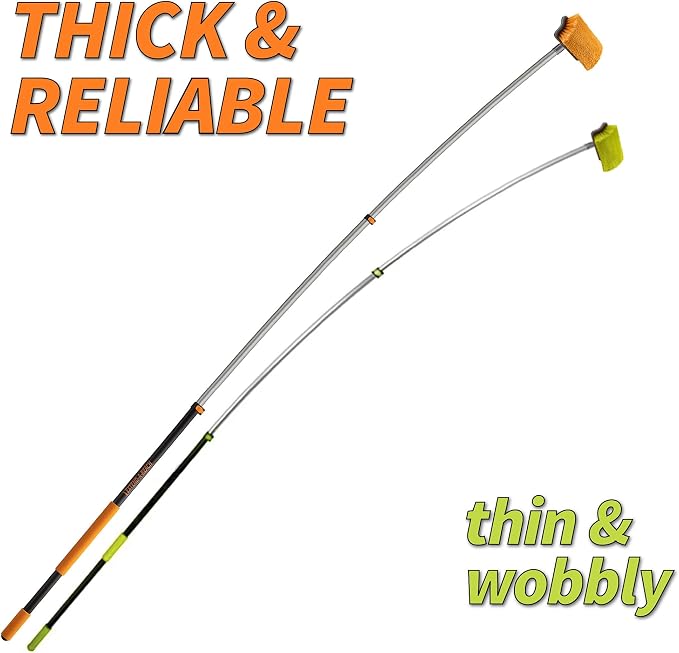 Exterior House Cleaning Brush Set with 5-8 ft Extension Pole // Vinyl Siding Brushes with Telescopic Extendable Pole & Window Cleaning Squeegee Tool // The Ultimate Extension Scrub Brush Set