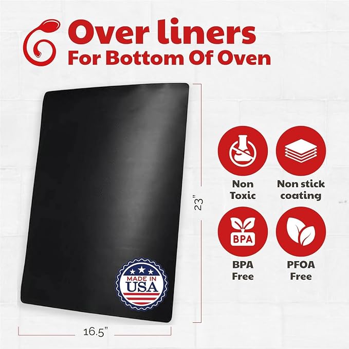 Cooks Innovations MADE IN USA Non-Stick Oven Protector Mat - 2 Heavy Duty Nonstick Oven Rack Liners to Protect Convection, Electric, Gas, & Microwave Ovens - BPA & PFOA Free Heat Resistant Baking Mat