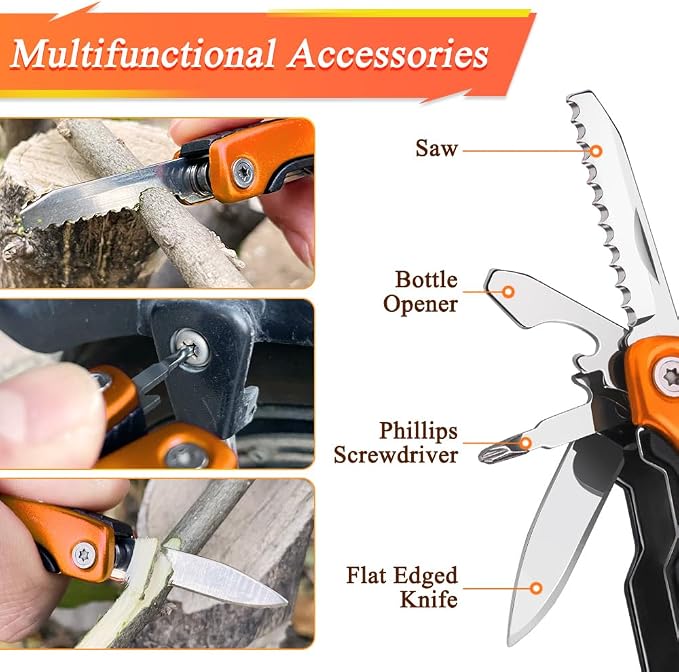 14-in-1 MINI Multitool Pliers, Portable Multitool Pliers Pocket Knife Gifts for Men on Father's Day Christmas, (EDC) Pocket Multi Tools for Outdoor, Garden, Camping, Hiking, Everyday Carry.