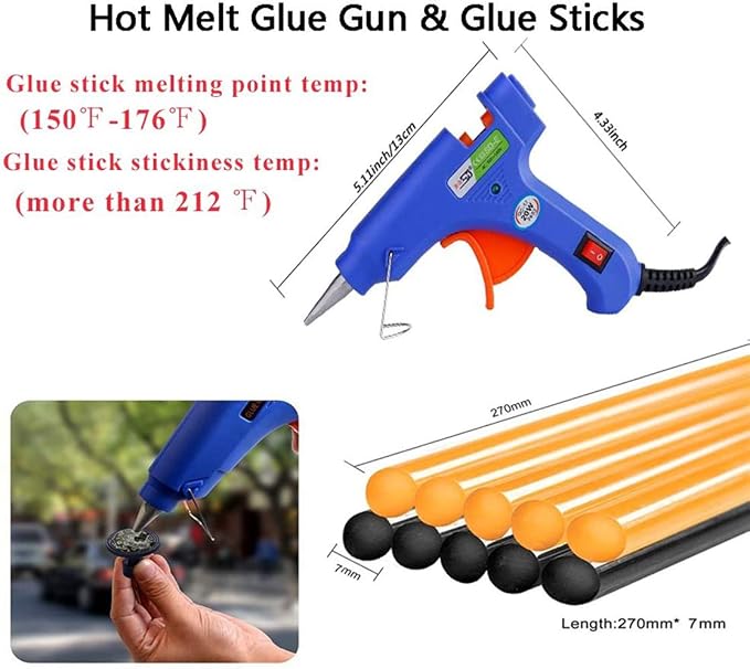 GLISTON 45pcs Paintless Dent Repair Tool Dent Puller Kit, Adjustable Width, Pops a Dent Car Dent Removal Kit, Golden Lifter, Bridge Puller& Glue Gun for Automobile Body Motorcycle Refrigerator