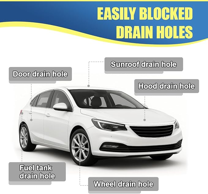 YoRise Car Sunroof Drain Cleaning Tool, 118 Inch Slim & Long Tube Cleaning Brush, No-Scratch Automotive Windshield Wiper Drain Hole Cleaner Brush, Flexible Vehicle Pipe Dredging Tool(2PCS)