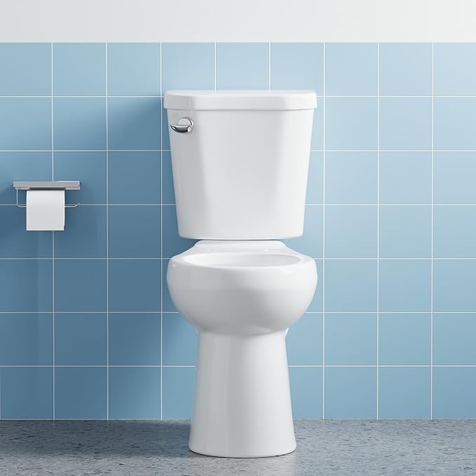 Two Piece Toilet, 19" Round ADA Comfort Height with Upgraded Flushing, Single Handle (Side Mounted), Tank & Bowl Only (Seat Not Included), White, 12" Rough-in