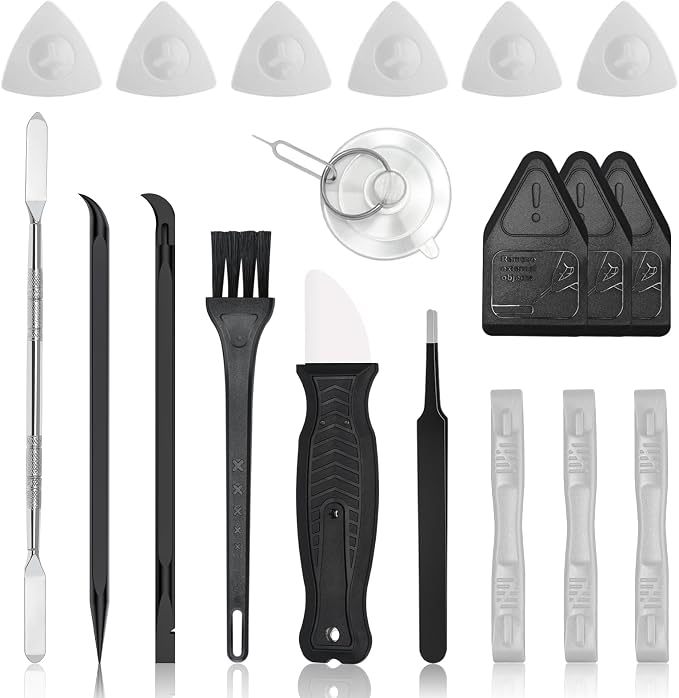 Electronics kit,Plastic Pry Tool,Metal Spudger,Opening Picks Pry Tools,ESD Tweezers,Suction Cup,20 PC Mini Pry Bar Set for iPhone/iPad,Laptop,Ps4,Switch,Xbox,Cell Phone,Mac,Tablet,Computer
