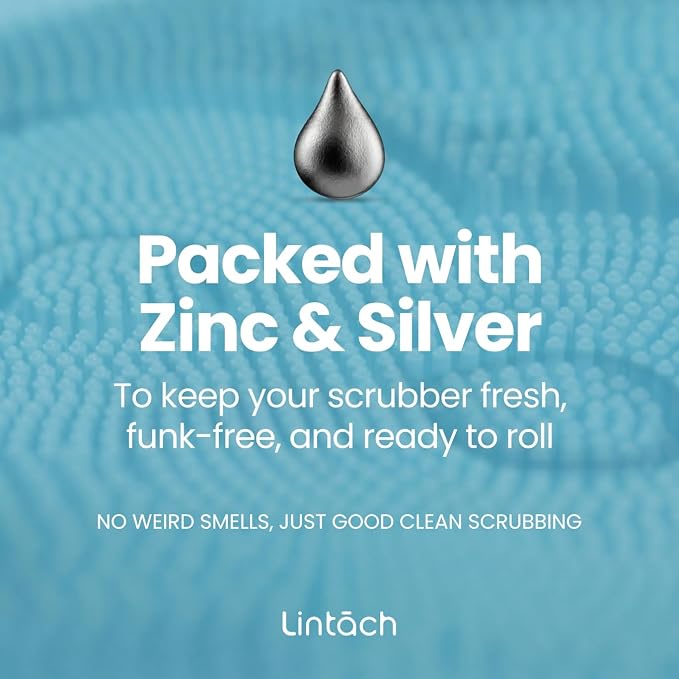 Silicone Shower Scrubber for Body – Exfoliating Loofah Alternative, Zinc & Silver-Infused, Hygienic & Gentle for Sensitive Skin, Durable & Long-Lasting Body Scrubber for Men - Sky Blue