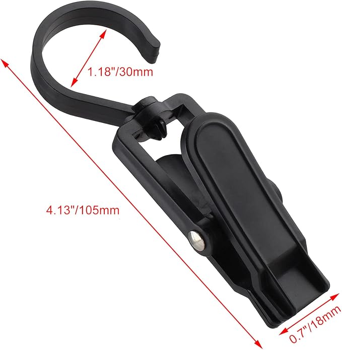 Jiozermi 20 PCS Laundry Hooks Clip, Plastic, Black | Super Strong, Swivel Hooks, For Clothing Store Home Office & Workshop