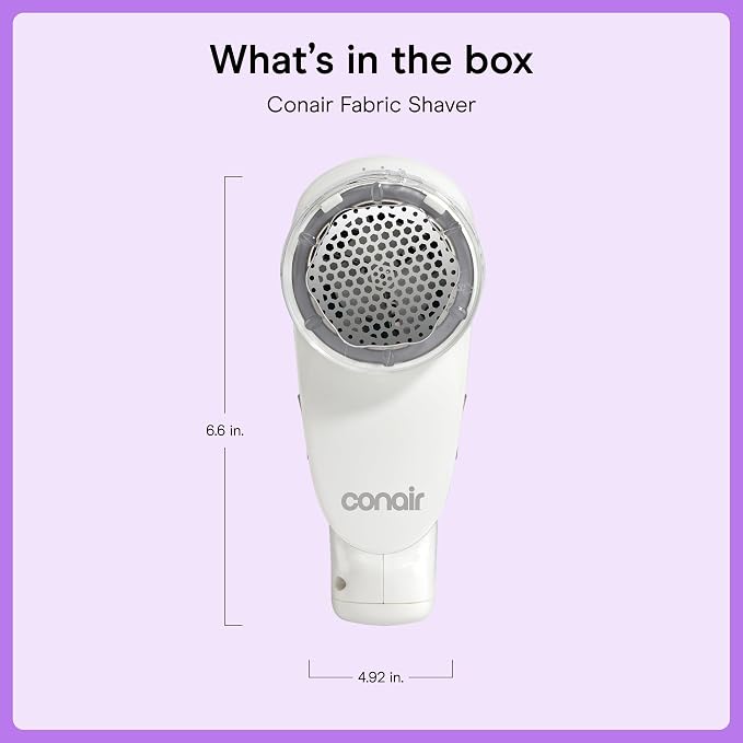Conair Fabric Shaver & Lint Remover for Every Fabric, Rechargeable, 2" Head | Portable sweater shaver and fabric shaver for furniture with 3 depth settings, ergonomic handle, and a lint catcher