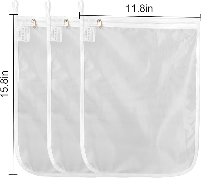 GOGOODA 3 Pack Delicates Laundry Bags, Fine Mesh Wash Bag with Hanging Loop | 3 Medium for Lingerie, Shirts, Sweaters, Underwear, Bra, Silk, Socks