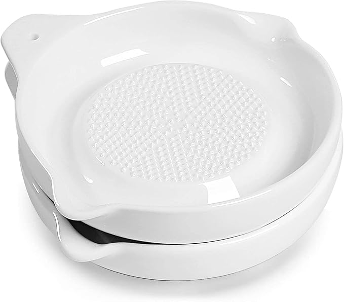 ONTUBE Ceramic Grater Plate for Ginger, Garlic, Onion (5.5" x 2 Pieces)