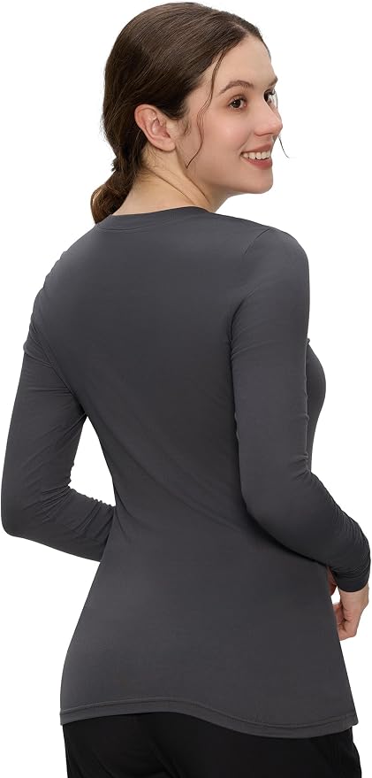COZYFIT Women’s Underscrub Tee, V-Neck Long Sleeve Undershirt | Soft & Easy Care Fabric, Slim Fit, Smooth Touch, Comfort V-Neck Tee, Machine Wash, Multiple Sizes for Choose