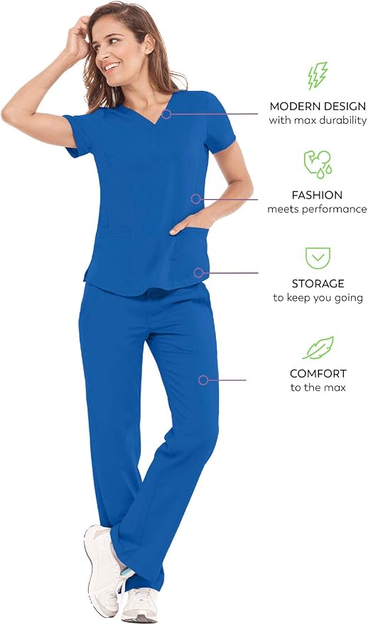 Healing Hands Purple Label Jane Scrub Top for Women Y-Neck Design | 2 Patch Pockets, Slim Fit Side Vents, Fitted Shirttail Silhouette, Breathable Comfort, Easy Care Fabric, Made for Every Shift