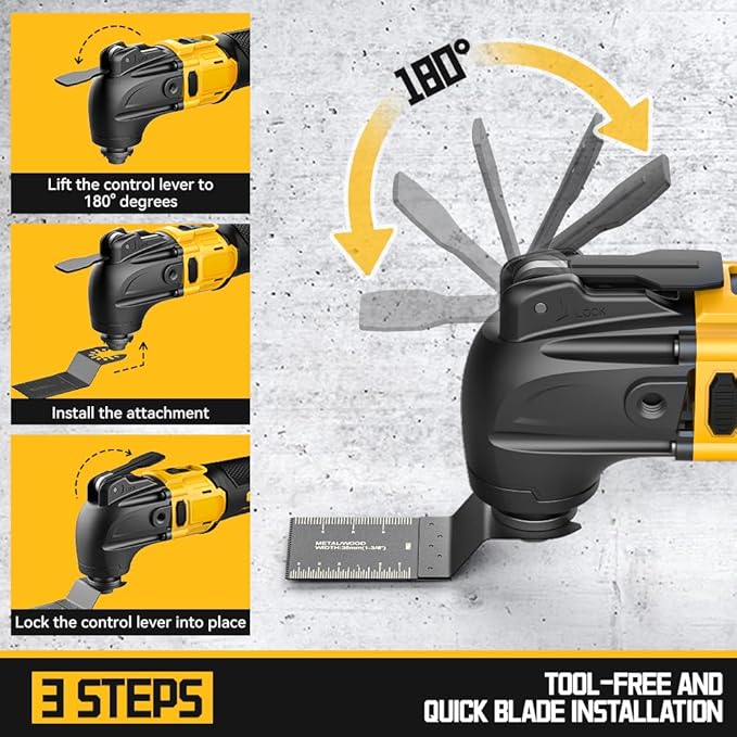 Cordless Oscillating Multi Tool 20V Brushless,Compatible with Dewalt Battery(Tool Only),6 Variable Speed 21000 OPM,Quick Blade Change,Oscillating Power Tools for Wood, Metal, Drywall Cutting