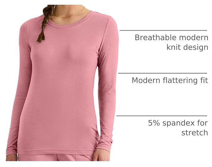 Healing Hands Underscrub Long Sleeve Women Knits Scrub Tops | Soft Cotton Blend Knit, Breathable Stretch Comfort, Machine Wash, Easy Care Fabric, Ideal For Layering Under Scrubs