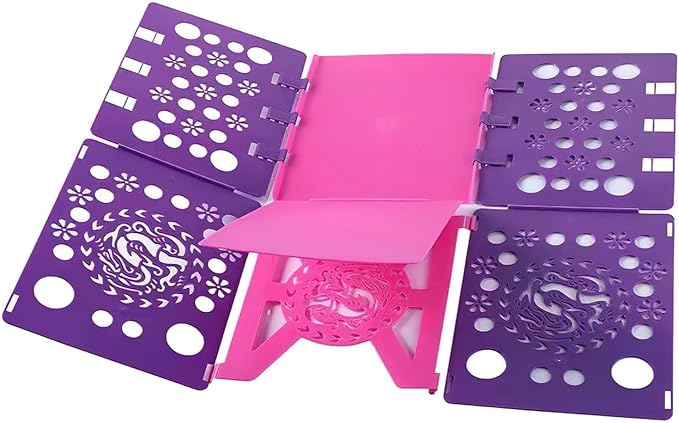 Generic Version 3 T-Shirt Folding Board Durable Flip Fold Clothes Folder Save Time Easy to Fast Plastic Clothes Folding Boards for Adults (Pink Purple)