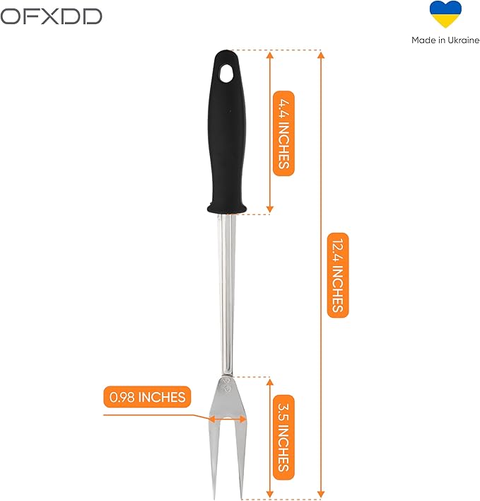 Large Stainless Steel Meat Turning Fork Cooking for Grilling - Long Handled Carving Forks for Bbq