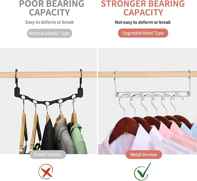 Metal Space Saving Hangers for Clothes, Collapsible Hanger Organizer 10Pack