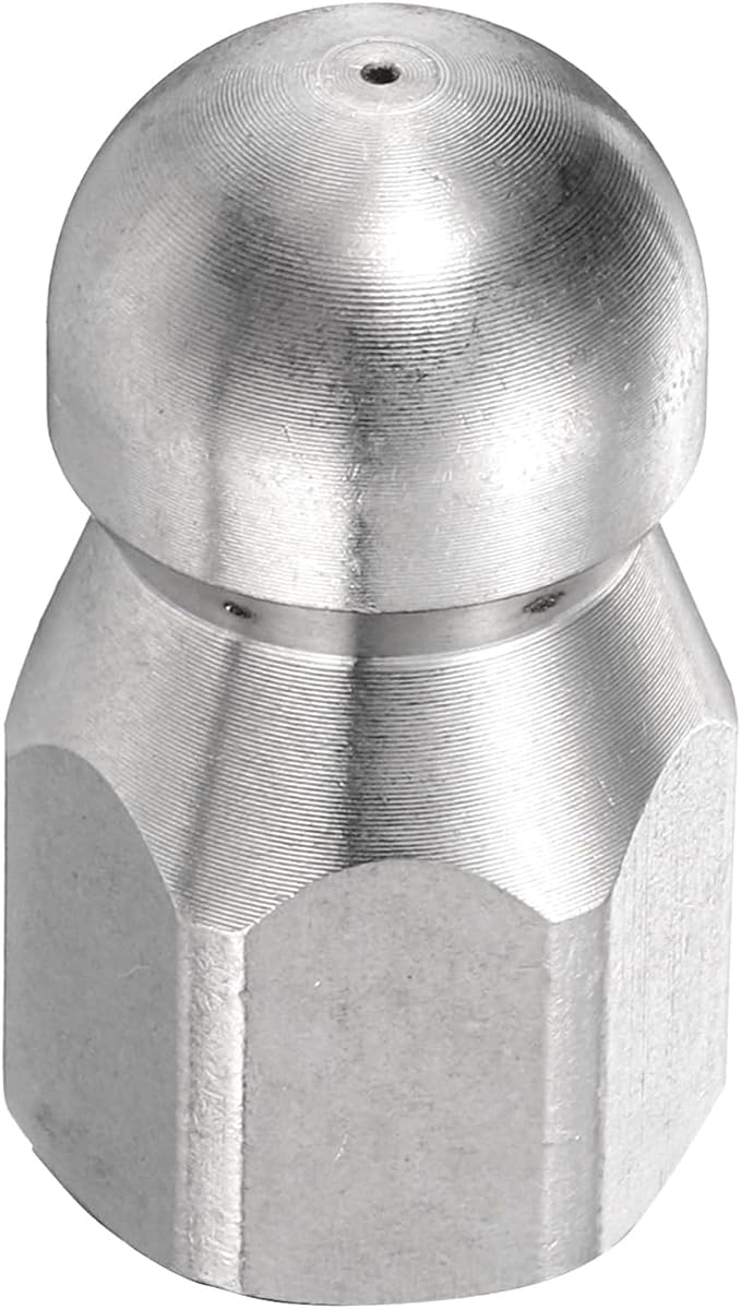 HARFINGTON Pressure Washer Sewer Nozzles 1/4" NPT Orifice 5000 PSI Stainless Steel Drain Blaster Rotating Button Nose Fixed Cleaning Water Hose Jet for Drain Cleaning Hose