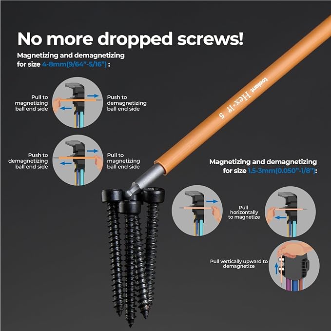 toolant Allen Wrenches Sets 22pcs(Metric&SAE), Extra Long Arm Allen Key Set with Ball End, Crafted Hex Key Set with Color Coded Sleeves, Unique Patented Holder Design for Magnetizing and Demagnetizing
