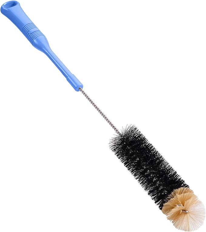 MOSOLAN Bottle Cleaning Brush, 17 Inches Extra Long Handle Water Bottle Brush, Flexible Bendable Cleaner for Washing Narrow Neck Bottles, Wine Decanter, Kombucha, Pipes, Beer Brewing Supplies, 2 Pack