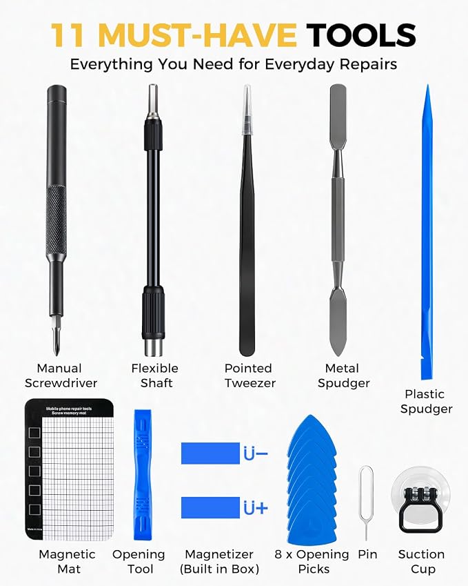 160 in 1 Mini Electric Screwdriver Set: Cordless Precision Power Tool Kit | 140 S2 Magnetic Bits, 5 Torque Settings, 4 LED Lights, Storage Case, PC Electronics Repair, Men's Tech Gift