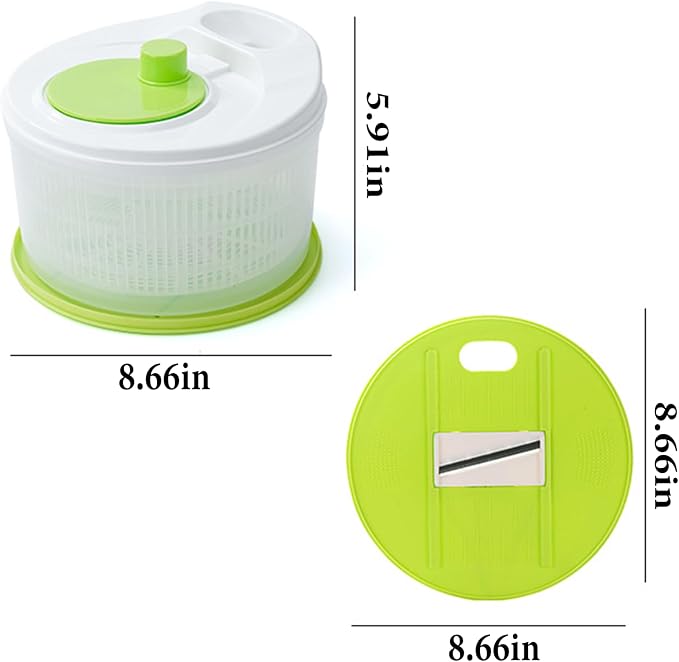Salad Spinners Best Rated Lettuce Spinner Vegetable Washer 2-in-1 Quick Dehydration, Slicing and Shredding