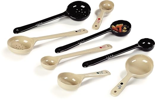 Carlisle FoodService Products Measure Miser Plastic Measuring Spoon with Short Handle, 6 Ounces, Beige (Pack of 12)