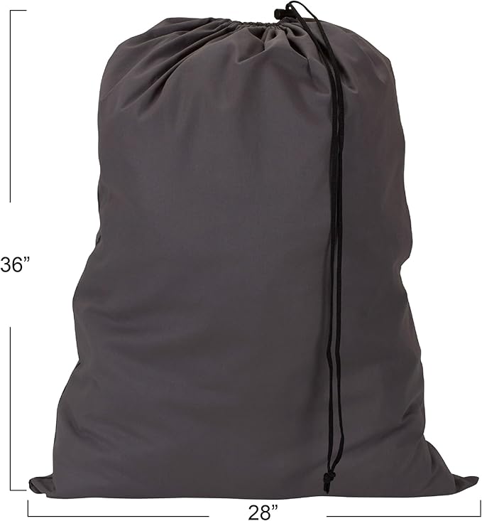 Household Essentials Cotton Laundry Bag with Drawstring Closure, Gray