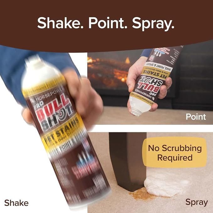 Bull Shot Pro Pet Stains, Foaming Enzyme Powered Pet Stain & Odor Remover
