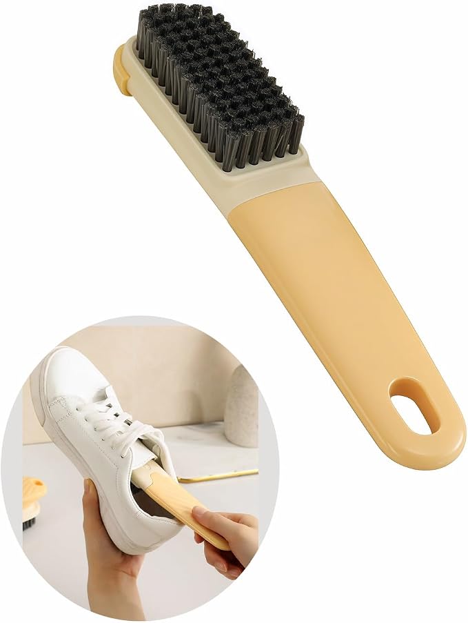 Ergonomic Clothes Soft Bristle Laundry Brush, Milk Yellow, ABS+PBT Material, Hanging Design, Portable Hand-Held Cleaning Tool with Comfortable Grip for Garments, Shoes, Household (Yellow, S)