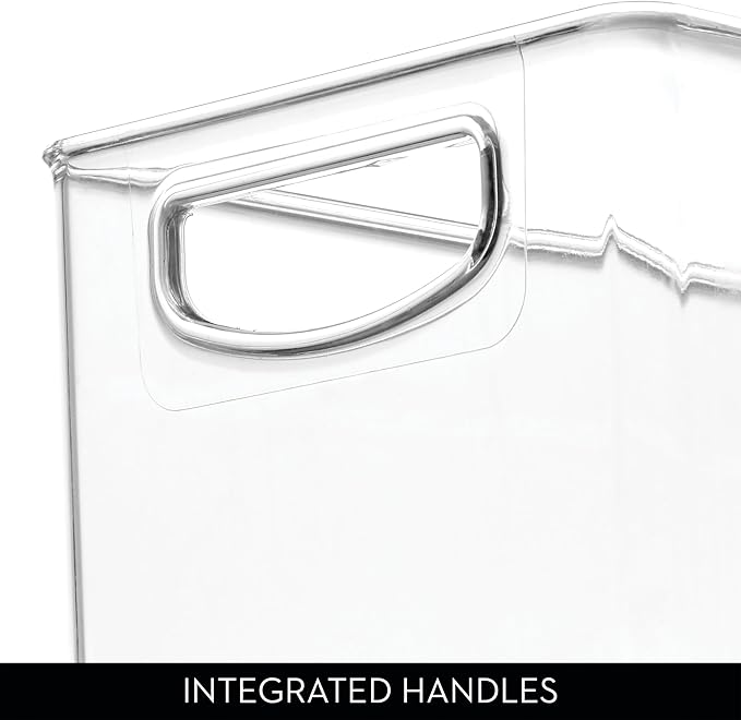 iDesign Plastic Stackable Pantry Bin with Handles, Clear | For Cabinets or Fridge, Made in USA