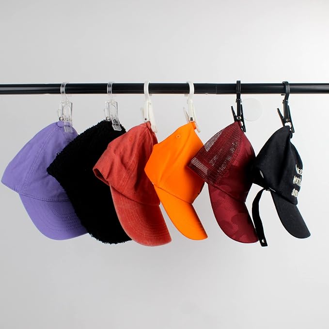 20 PCS Laundry Hooks with Clips Super Strong Plastic Home Travel Swivel Hanging Hanger Closet Organizer Clamps Socks Boot Bras Towels for Bathroom Wardrobe Kitchen Office - 4.3 Inches (Black)