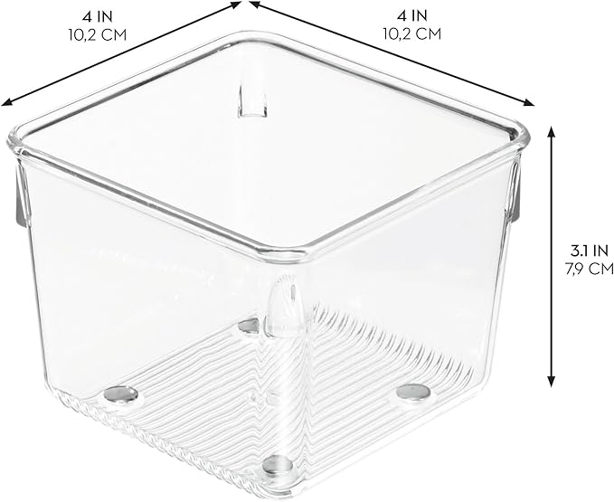 iDesign Plastic Drawer Organizer Bins, Set of 6, Clear | Storage for Kitchen, Storage for Bathroom, Storage for Desk Drawers