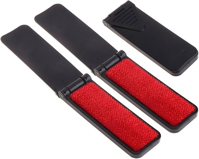 Portable Folding Mini Lint Brush Small Travel Purse Pet Hair Fabric Remover Fabric Fluff Lint Cleaning Tool 3Pcs (Black Folder Type)