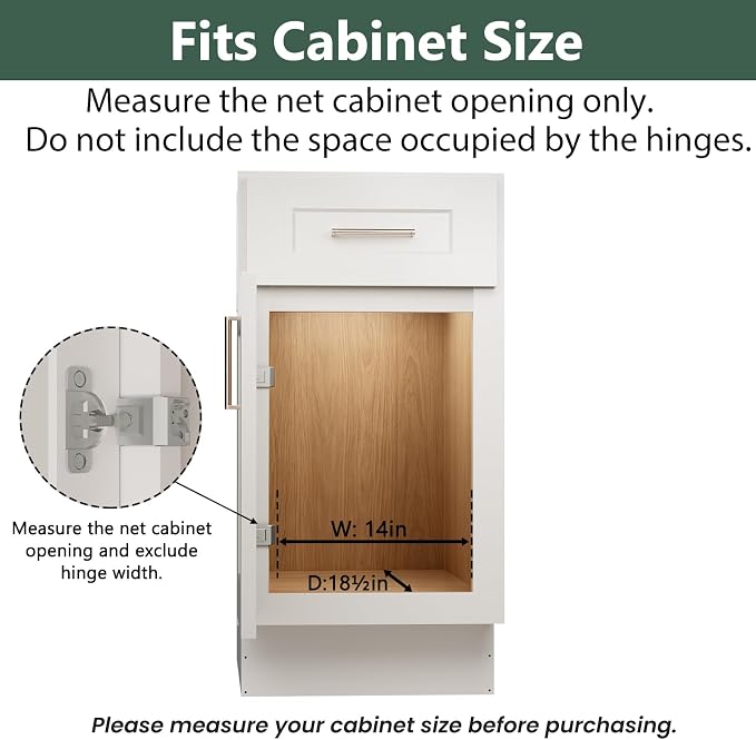 LOVMOR Pull Out Cabinet Organizer 14" W x 18" D, Kitchen Cabinet Pull Out Shelves Slide Out Storage…