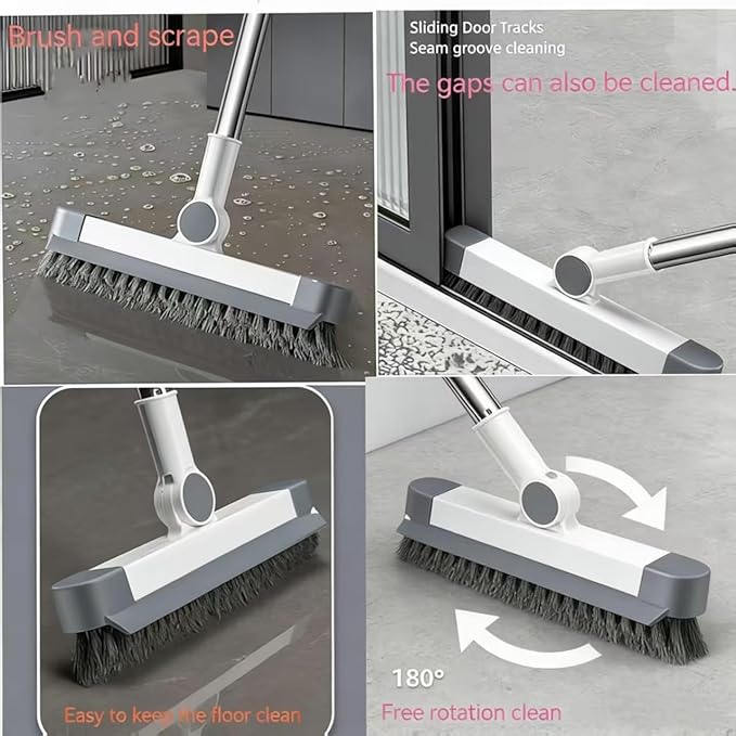 Hands-Free Self Wringing Flat Mop - Microfiber Floor Cleaning Tool with Washable Pads, Scrub Brush, Squeegee (1 Mop+6 Pads+1 Brush+1 Glass Wiper)