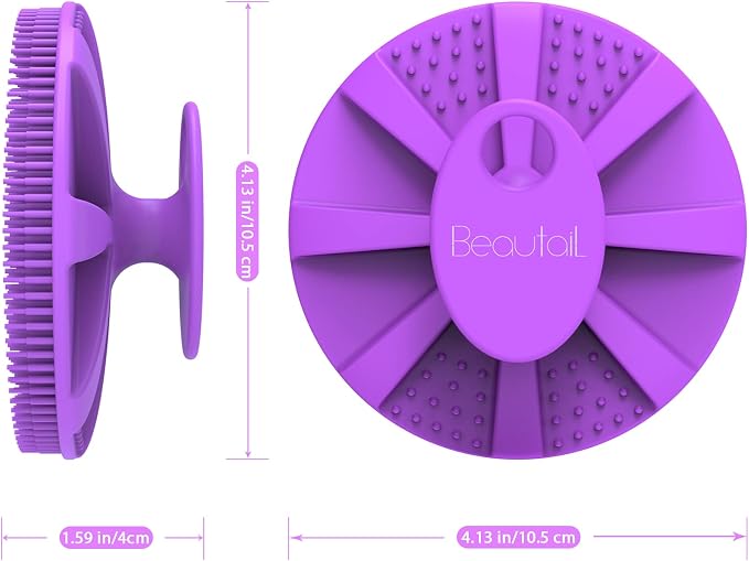 Silicone Body Scrubber, BEAUTAIL Gentle Exfoliating Shower Brush for Body | Hygienic Silicone Loofah, Easy-Grip Handle, Soft Bath Scrubber for Sensitive Skin, Women, Men & Kids, 2 Pack, Black+Purple