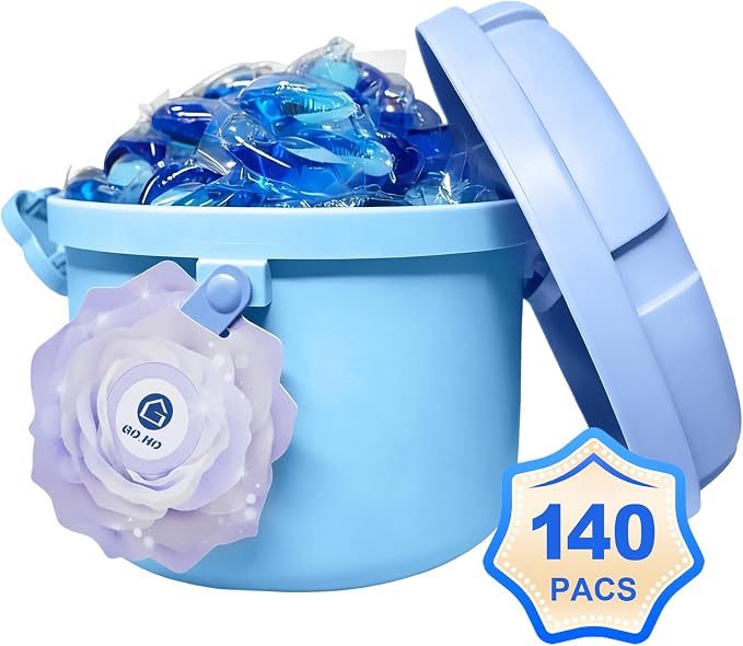 140-Count Laundry Detergent Pacs, 5-in-1 Hygienic Clean (Ocean) | 5-in-1 Powerful Stain Remover, Color Protector & Fabric Care, Deep Hygienic Clean, Fresh Scent, HE Compatible