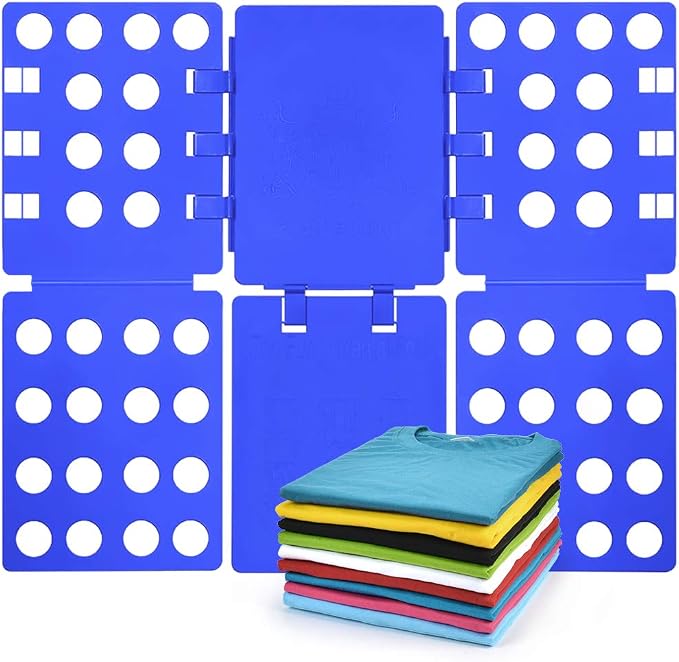Geniusidea Shirt Folding Board T Shirt Folder for Adults Laundry Room Tough PP Plastic Folding Tool 27.16"x22.44" Easy to Fold Clothes into a Uniform Size, Blue
