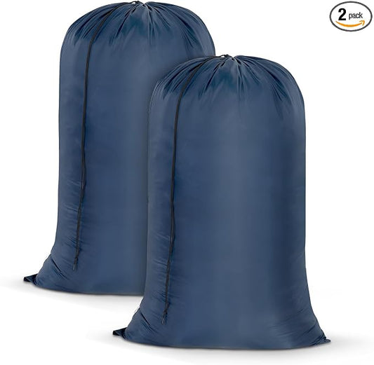 OTraki 28x45 Inch Laundry Bag 2PCS Heavy Duty Laundry Dirty Clothe Travel Wash Bag Extra Large Hamper Bag Drawstring Laundry Basket Liner Bag Drying Do Not Exceed 176℉(Navy Blue) | Travel Wash Bag Extra Large Hamper Bag Drawstring Laundry Basket Liner ...